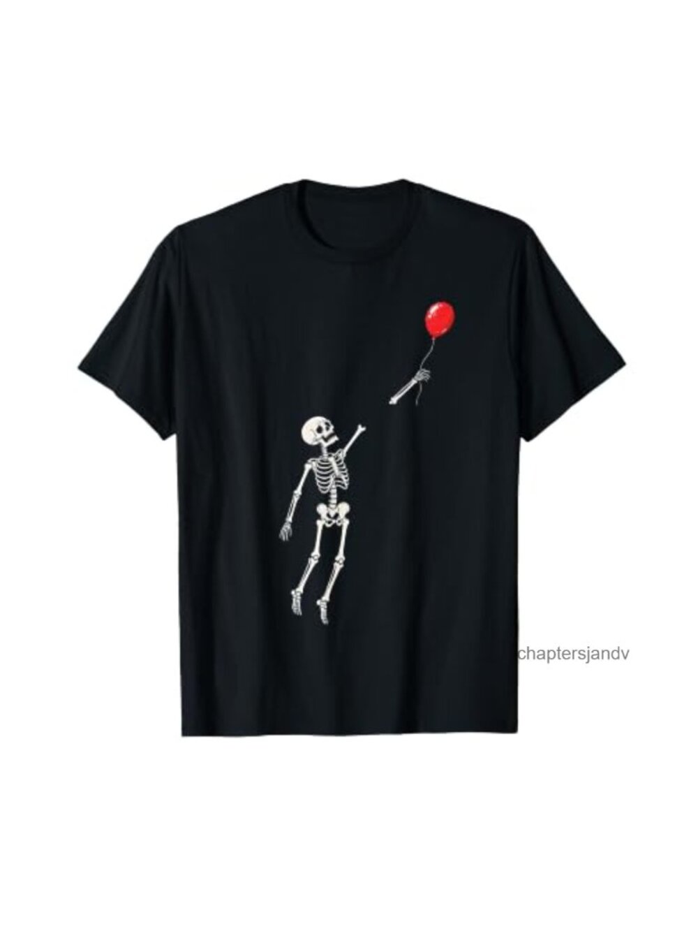 Funny Skeleton Balloon Graphic T-Shirt Halloween Gothic Tee